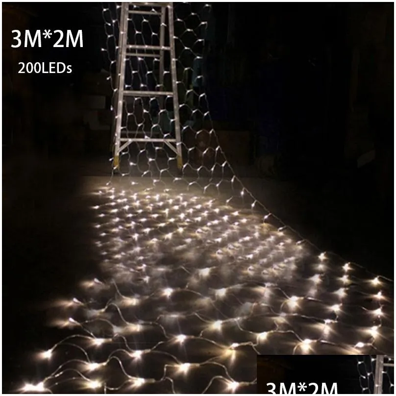 Christmas Decorations 3X2M Led String Light Net Christmas Lights Outdoor Decoration On The Wall Fairy Party Wedding Pendant 201130 Dro Dh45Y