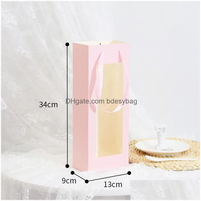 pvc window flower box flower packaging portable flower boxes transparent window bouquet packaging gift bag lx4221