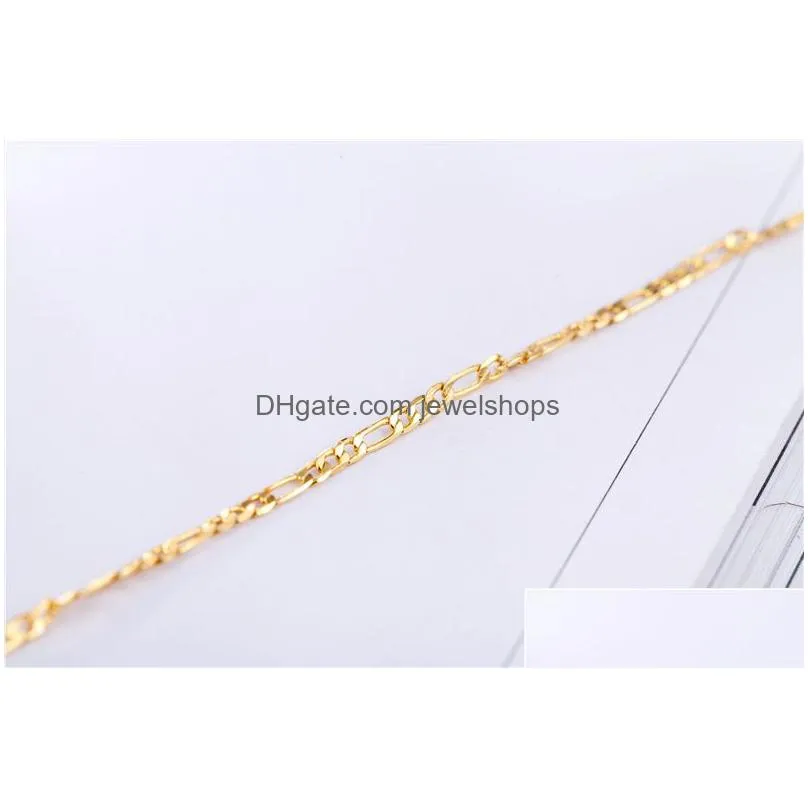 Chains 2Mm Figaro Chain Gold Plated Necklaces For Men Women 31 Flat Design Jewelry Fashion Diy Accesories Gifts 16 18-30 Inches Drop D Dhvp5