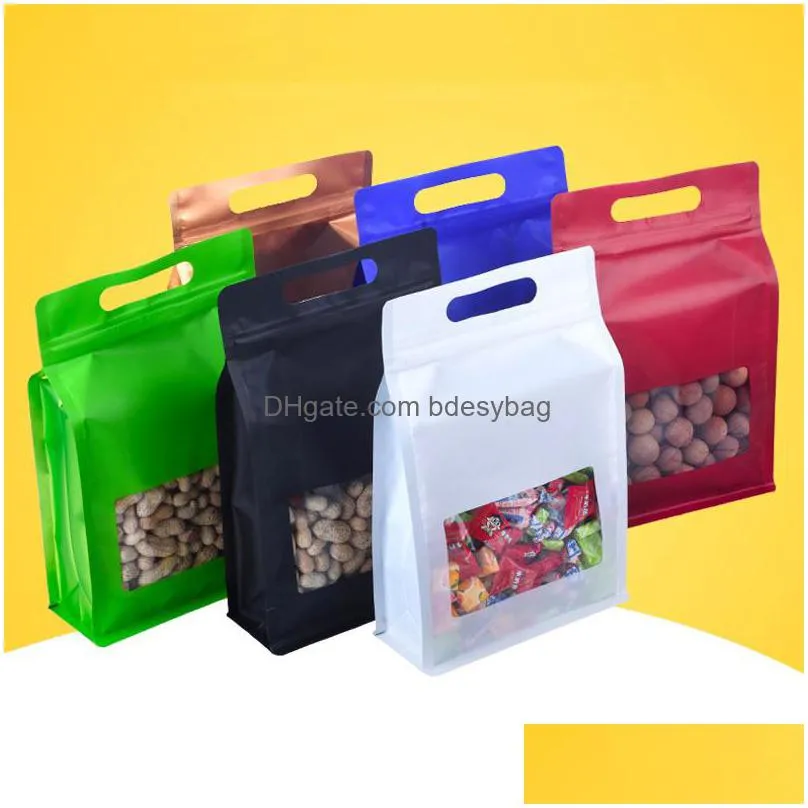 colorful big capability food moistureproof bags with window stand up pouch packaging bags for snack  baking lx2824