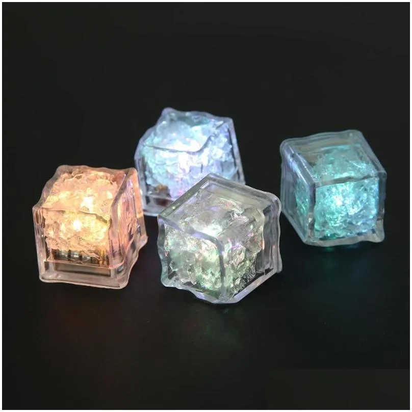 Other Festive & Party Supplies Waterproof Led Ice Cube Mti Color Flashing Glow In The Dark Cubes Bars Wedding Birthday Christmas Festi Dhxdc