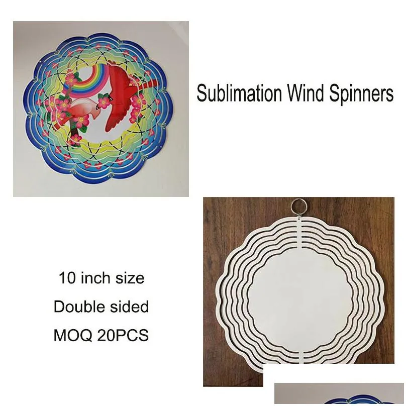 Sublimation Blanks Wholesale Sublimation Blank Wind Spinner 10 Inch Aluminum Spinners Outdoor Hanging Garden Decoration Metal Blanks F Dhmin
