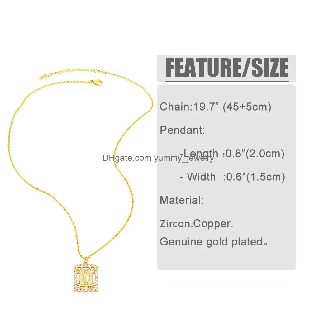 Pendant Necklaces Relius Gold Plated Virgin Mary Pendant Necklace Fashion Simple Cz Brass Jewelry Valentines Day Gift Drop Delivery Je Dhwy7