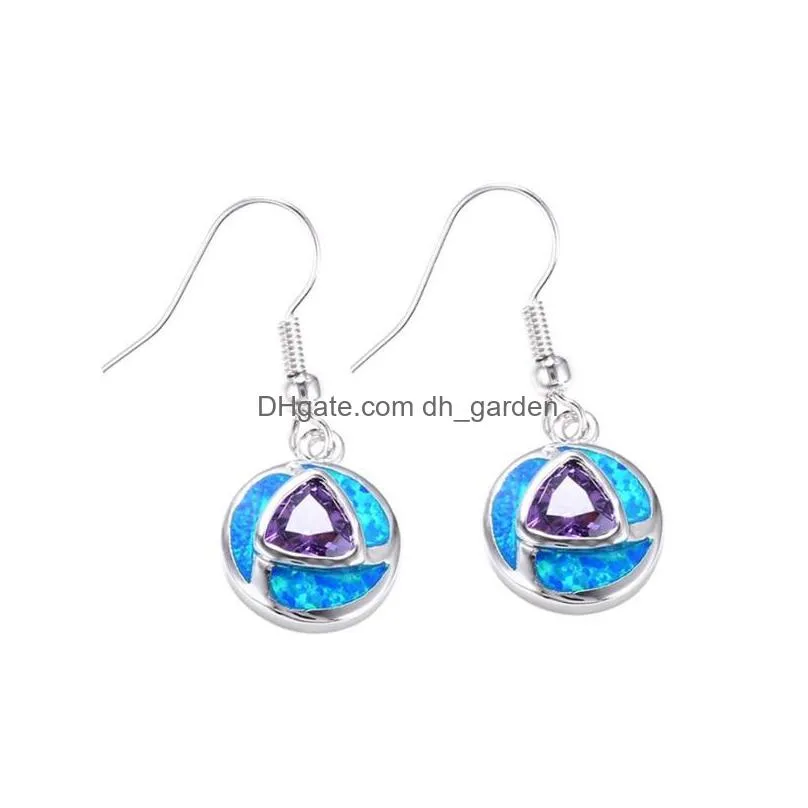 dangle chandelier fysl silver plated many colors round hollow opalite opal earrings for women charm jewelry