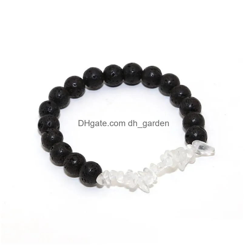 Charm Bracelets Natural Gem Stone Bracelet Irregar Crystal Stretch Chip Quartz Amethyst Beads Lava Bracelets Bangles For Dro Dhgarden Dhmcj