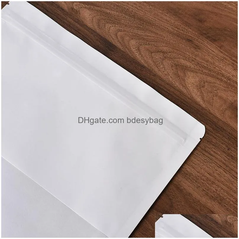 white kraft paper storage bag with window for puer tea cake packaging recyclable self sealing bags lx3987