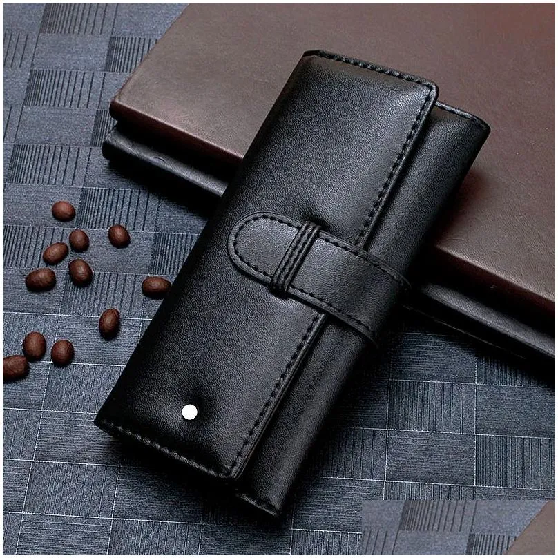 Pencil Bags Wholesale Pen Leather Promotion Black Bag Office Stationery Fashion Pencil Case For Single Drop Delivery Office School Bus Dhiq7