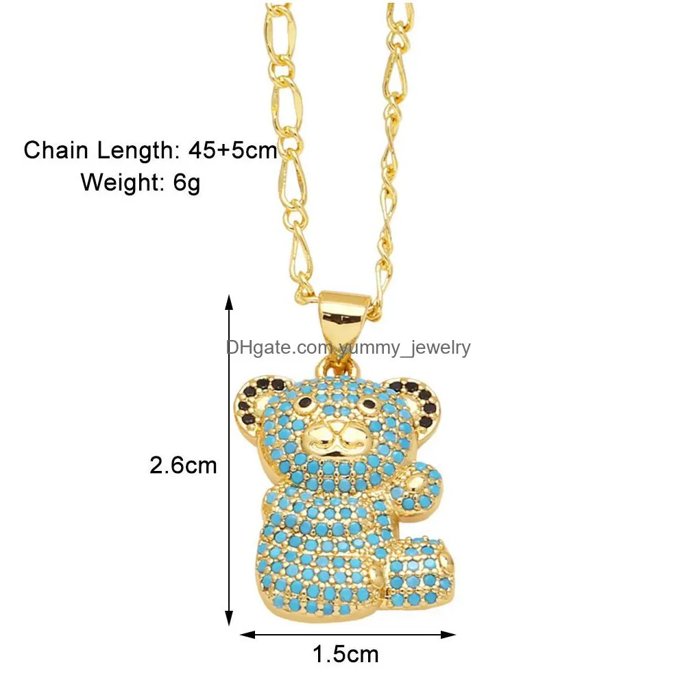 Pendant Necklaces Zircon Small White Bear Necklace For Women Copper Gold Plated Cute Animal Jewelry Collares Para Mujer Oson Drop Deli Dhlep