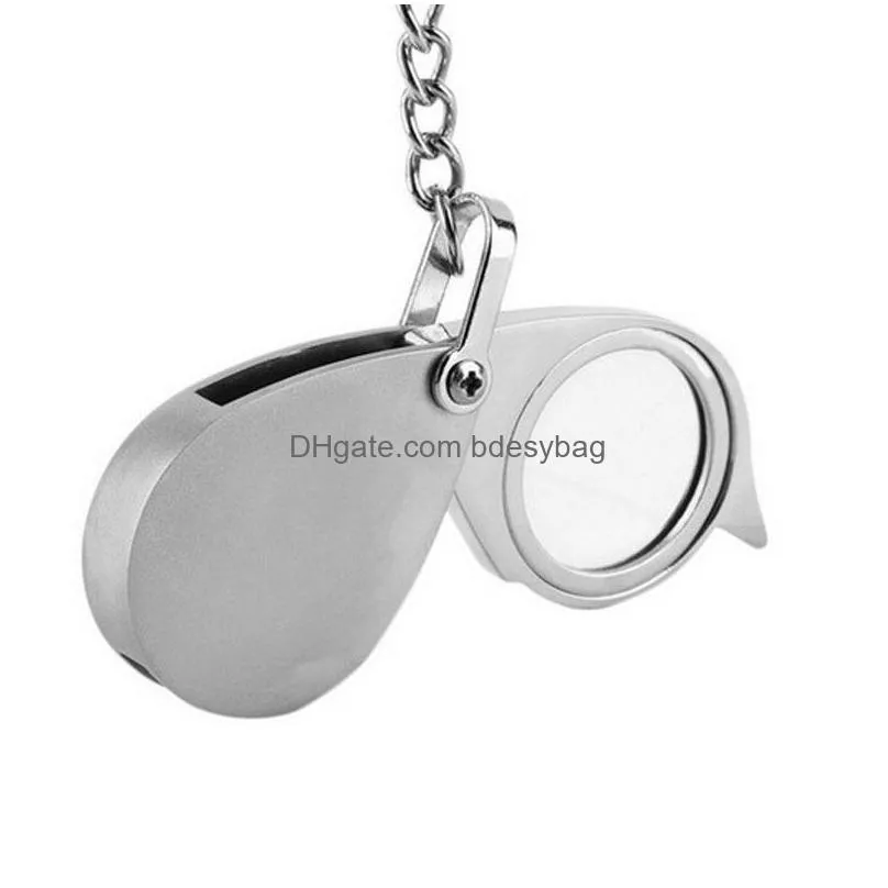 mini pocket key ring magnifying glasses lens 8x folding portable magnifier keychain carry metal reading map word eye loupe za2806