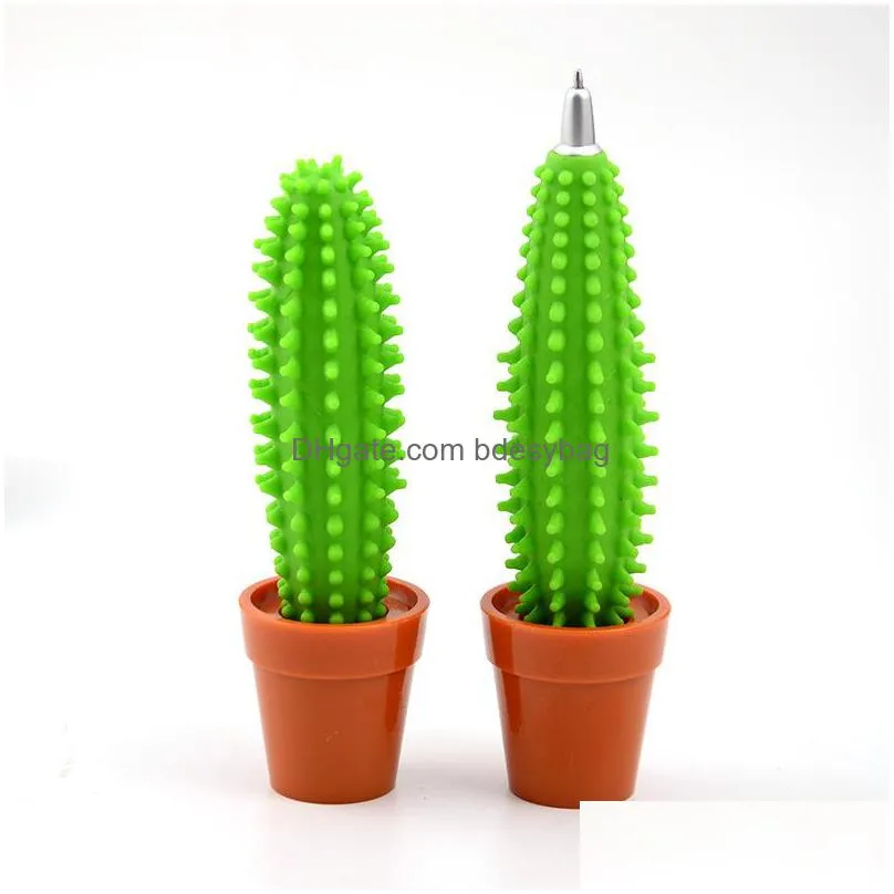 cute green cactus ballpoint pens 0.5mm blue ink signature ball point pens kids gift school office supplies korean stationery w0289