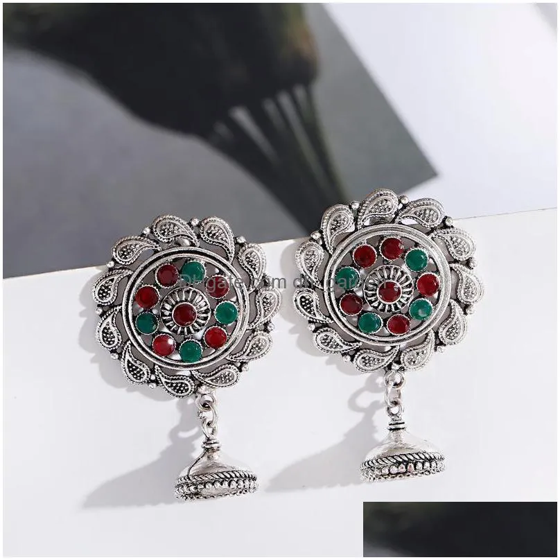 dangle chandelier vintage round wave drop earrings for women wedding ornaments retro charm elegant statement bijoux