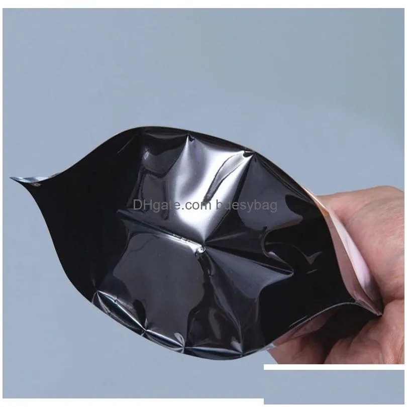 black/transparent plastic mylar foil self seal stand up pouches dried food bean powder storage aluminum foil bag lx5110