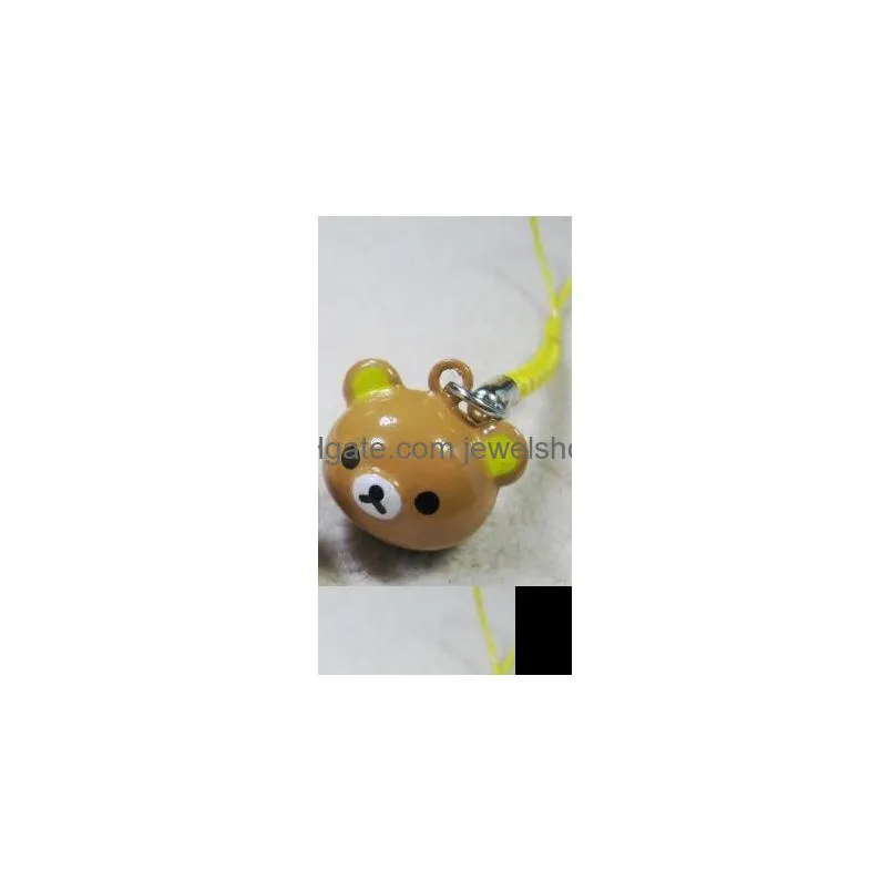 Key Rings New 10 Pcs Cartoon Bear Head Bells Lanyard Cell Phone Strap Charms Keychains Key Ring Diy Jewelry Making Accessories -135 Dhvxt