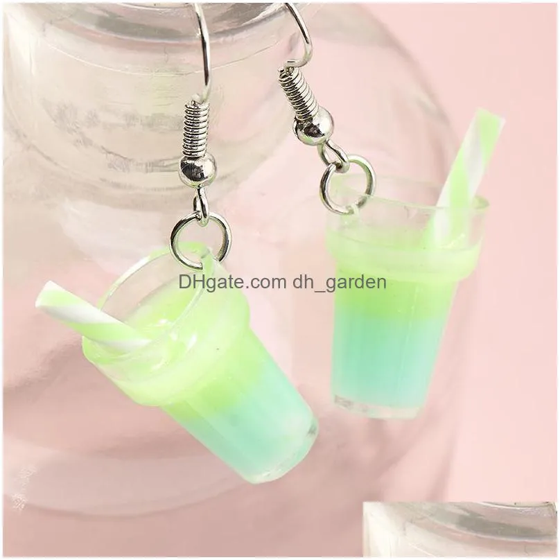 dangle chandelier arrivals 2021 trend cute drop earrings for kids girls milk tea drink jewelry fashion ladies personality bijoux