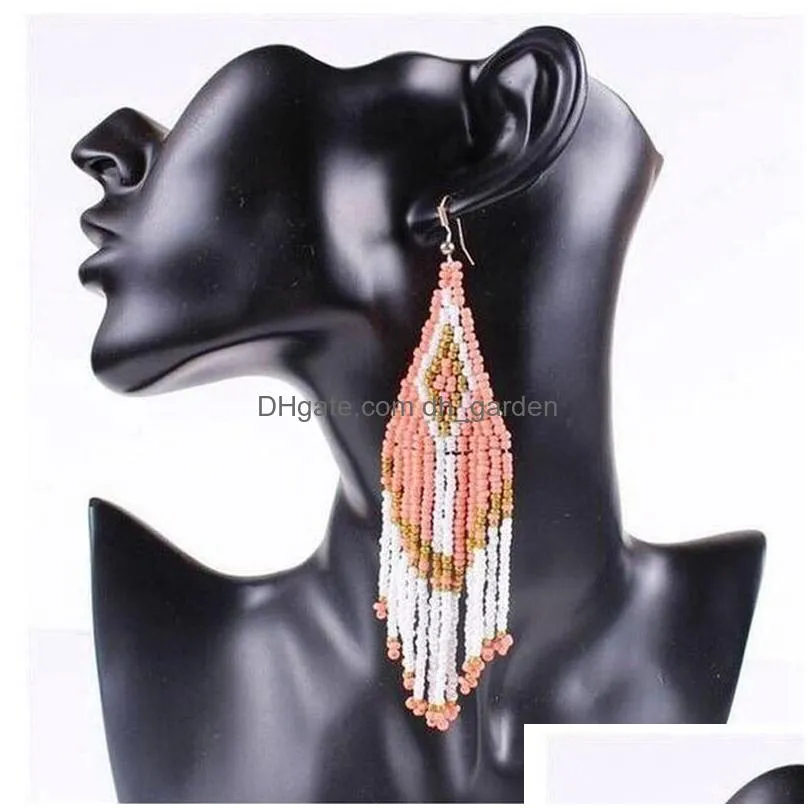 dangle chandelier fashion 2021 beads long earrings for women retro ethnic boho tassel drop earring jewelry accessories