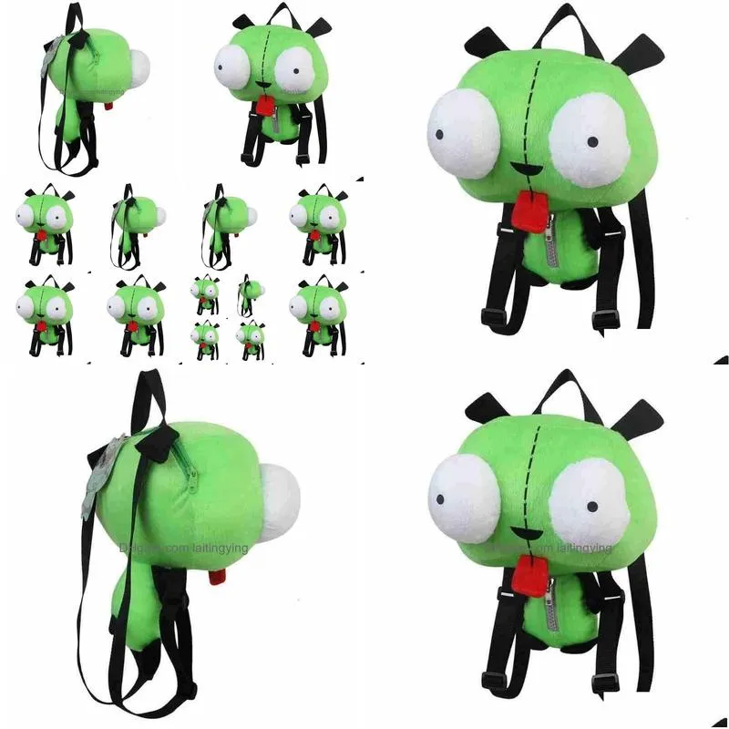 backpacks alien invader zim 3d eyes robot gir cute plush backpack bag xmas 14 inches high quality gift for children 230509