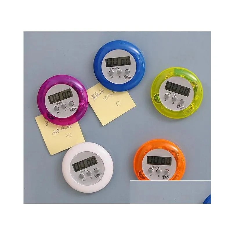 Kitchen Timers Digital Kitchen Timer Helper Mini Lcd Count Down Clip Alarm Round Five Colors For Selection Drop Delivery Home Garden K Dhs6H