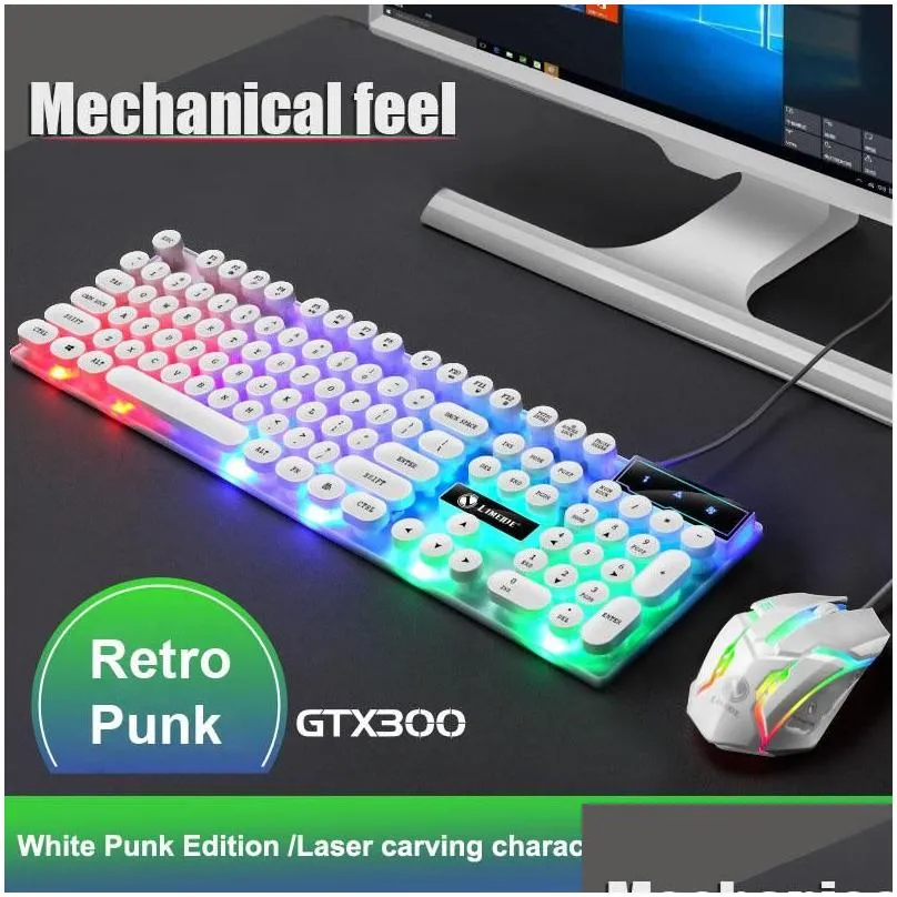 Gaming Keyboard Imitation Mechanical And Mouse USB 104 Keycaps Russian Gamer With Backlight Key Board1