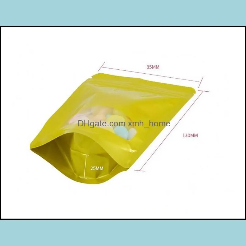 self sealing package bag window stand up gift dried food fruit tea nut packaging pouches 100pcs/pack