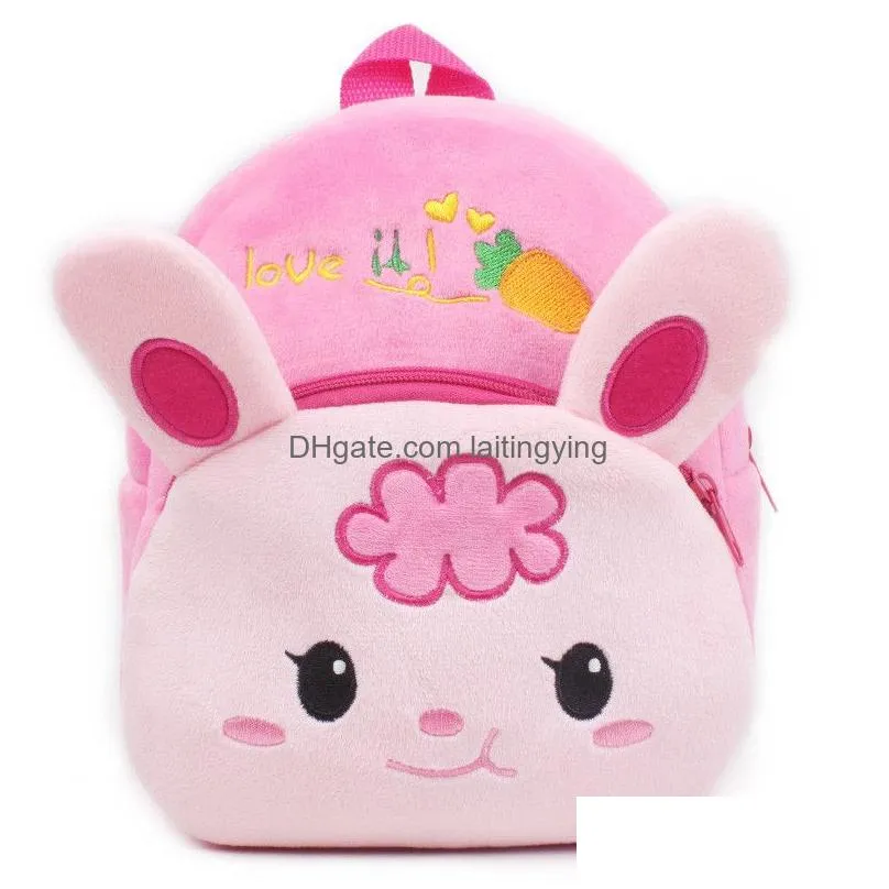 pink princess baby girl plush backpack cartoon toy shoulder bag small children kindergarten school bags mini picnic knapsack 210413