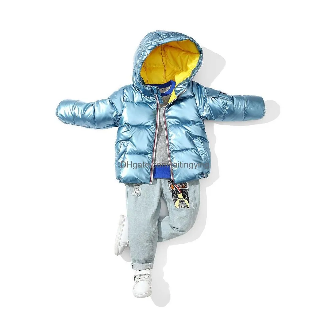 2021 children winter jacket coat for kids girl silver gold boys casual hooded coats baby clothing outwear kid parka jackets snowsuit