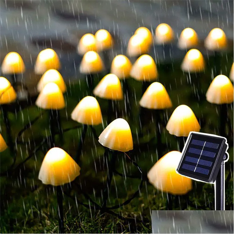 Garden Decorations Garden Decorations Solar Outdoor Garlands Lighting Decoration Cute Mushroom Fairy Light Patio Pathway Waterproof Ip Dhve3