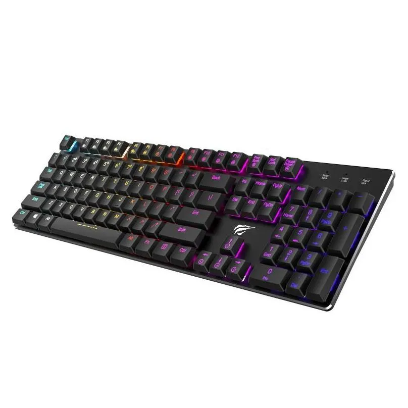 Havit Mechanical Keyboard Low Profile 104 Keys Blue Kailh Switch Gaming Keyboards For Tablet Desktop Wired USB English