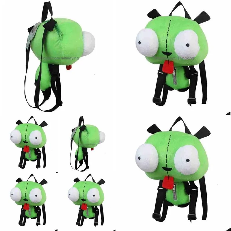 backpacks alien invader zim 3d eyes robot gir cute plush backpack bag xmas 14 inches high quality gift for children 230509