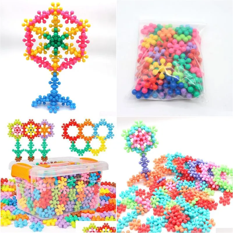 Blocks 3D Rotatable Plum Blossom Building Blocks Childrens Funny Splicing Snow Flakes Garten Enlightenment Diy Holiday Drop Delivery T Dhptu