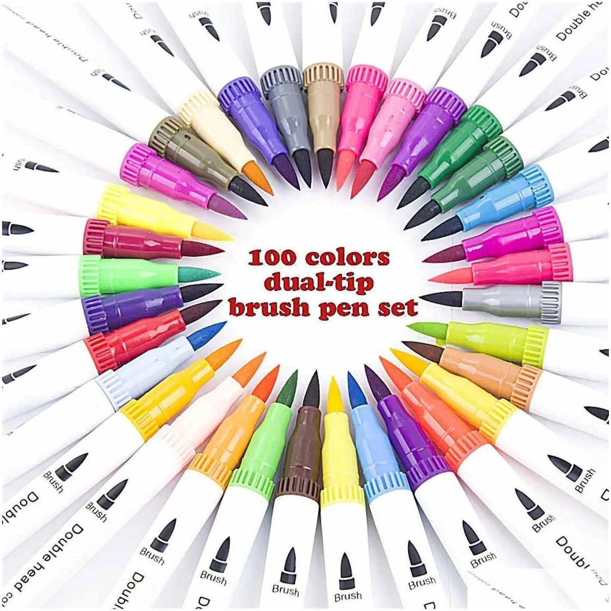 wholesale 100 Colors Dual Tip Brush Color Pen Art Markers Pen TouchFive Copic Markers Pen Watercolor Fineliner Drawing Painting Stationery