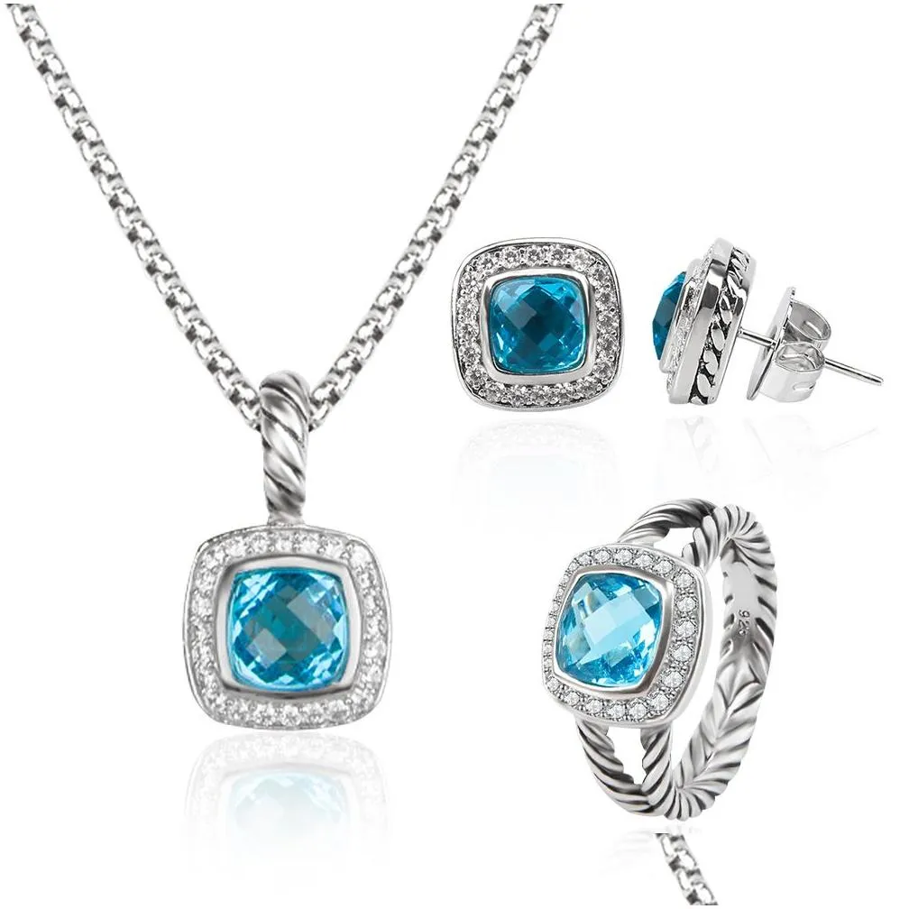 Bracelet, Earrings & Necklace Earrings Ring Jewelry Set Diamonds Pendant And Earring Luxury Drop Delivery Jewelry Jewelry Sets Dhguz