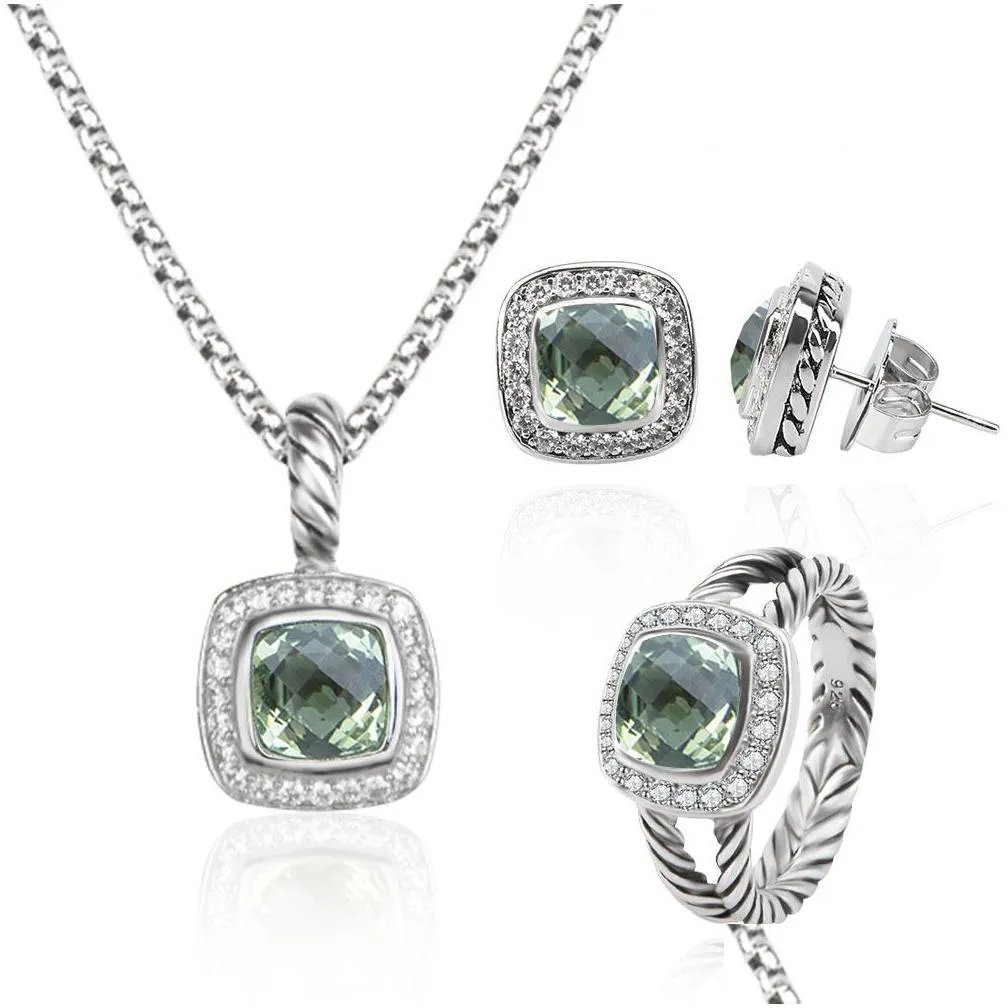 Bracelet, Earrings & Necklace Earrings Ring Jewelry Set Diamonds Pendant And Earring Luxury Drop Delivery Jewelry Jewelry Sets Dhguz