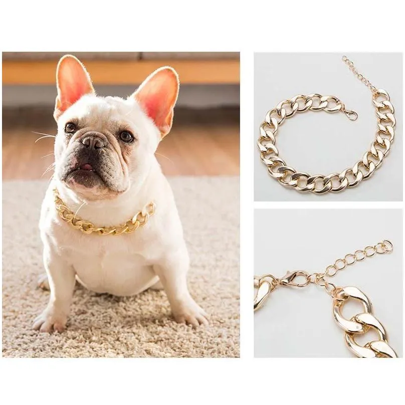 dog collars leashes gold plated for dogs snake chain big fashion jewelry accessories pitbull pugs pinch collar plastic 10edog