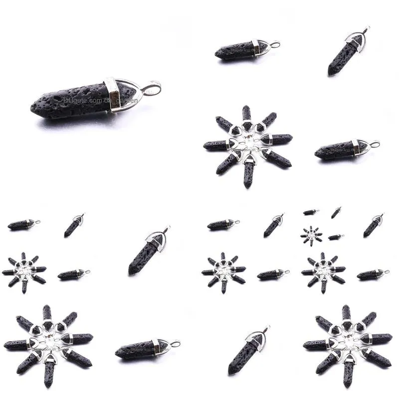 Charms Hexagonal Prism Black Lava Stone Pendant Charms For Diy Aromatherapy Essential Oil Per Diffuser Necklace Jewelry Drop Dhgarden Dhuut