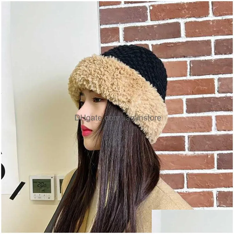 Beanie/Skull Caps Beanie/Skl Caps Clava Winter Warm Earmuffs Beanies Knitted Wool Hats For Women 2022 New Bonnet Large Size Plush Knit Dh1Cx