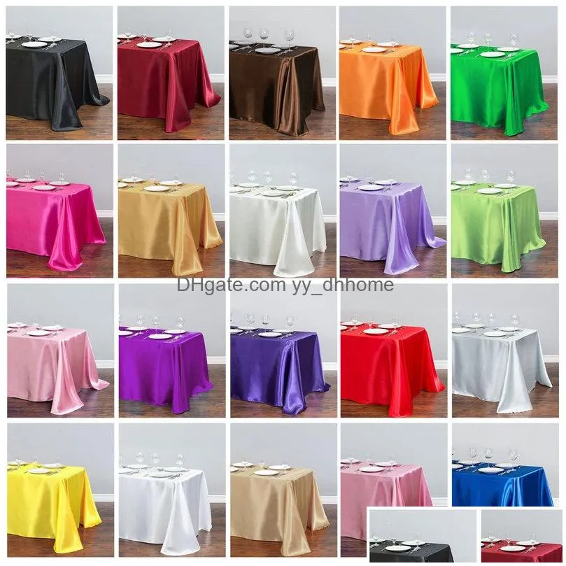 rectangle satin tablecloth cloth overlays wedding christmas baby shower birthday banquet decor home dining 220513