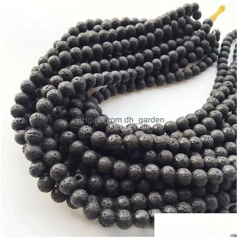 Charms 8Mm Natural Lava Rock Stone Beads Diy  Oil Diffuser Pendants Jewelry Necklace Earrings Making Drop Delivery Dhgarden Dhfux