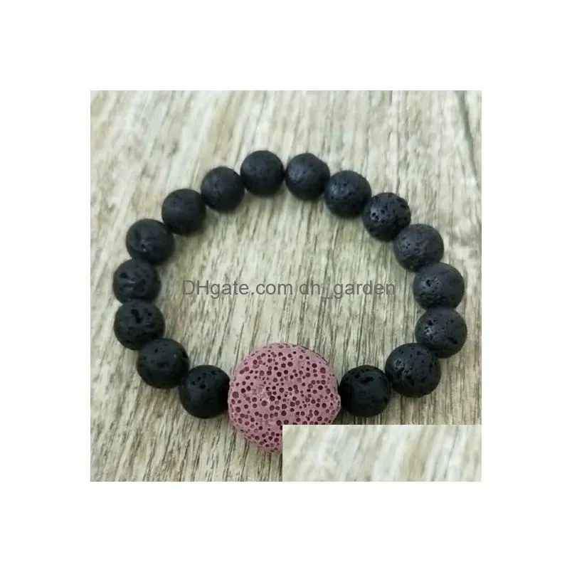 Charm Bracelets 10Mm Black Lava Stone Bracelet Diy Colourf Volcanic Aromatherapy Essential Oil Diffuser For Women Men Jewelr Dhgarden Dhnoa