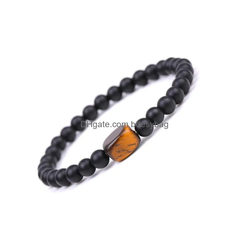 Charm Bracelets Natural Stone Chakra Bracelet 6Mm Lava Tigers Eye Amethyst Bead Bracelets Women Man Jewelry Drop Delivery Jewelry Brac Dh5Pp