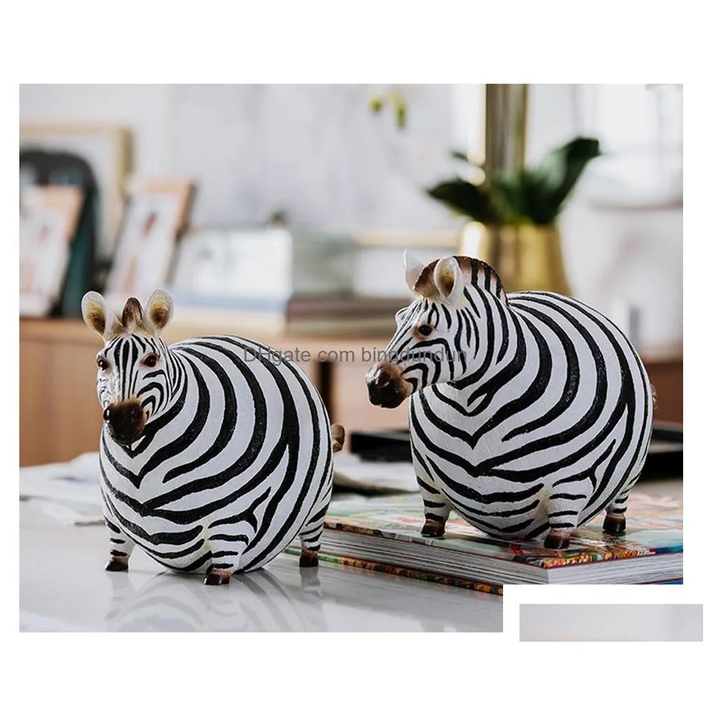 Decorative Objects & Figurines Decorative Objects Figurines Nordic Creative Zebra Small Ornaments Home Living Room Bookcase Resin Deco Dhglb