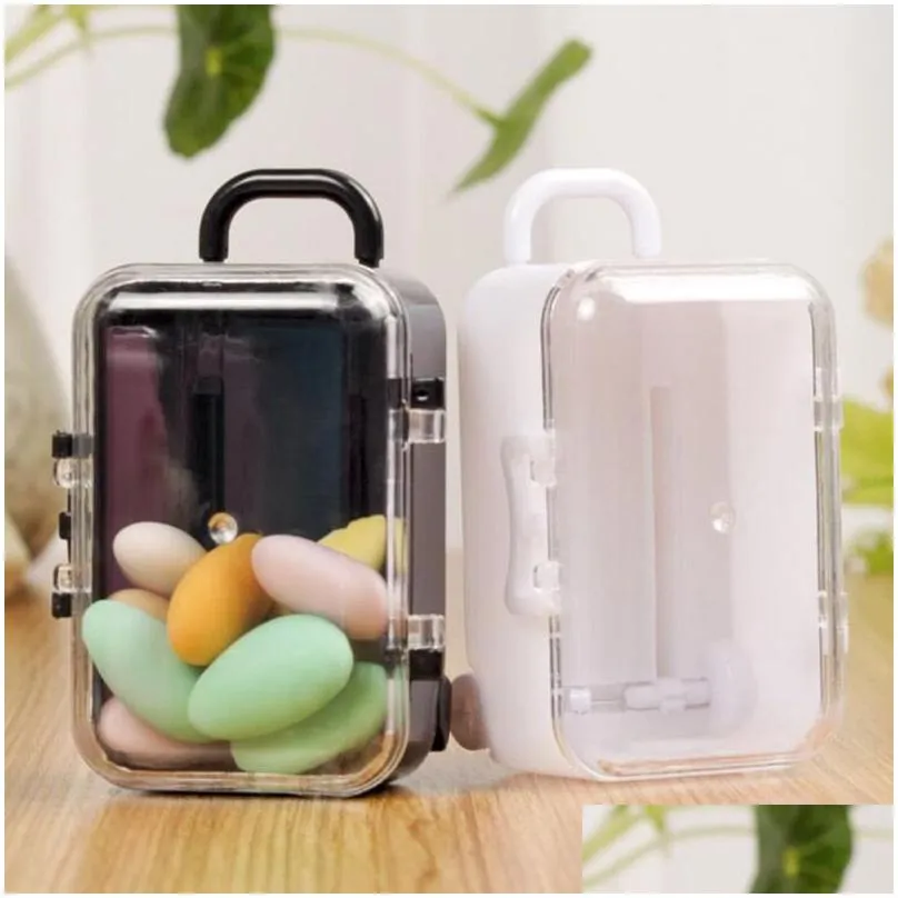Gift Wrap Gift Wrap 12Pcs Mini Rolling Travel Suitcase Box Wedding Favors Party Candy Kids Baby Shower 230609 Drop Delivery Home Garde Dhquk