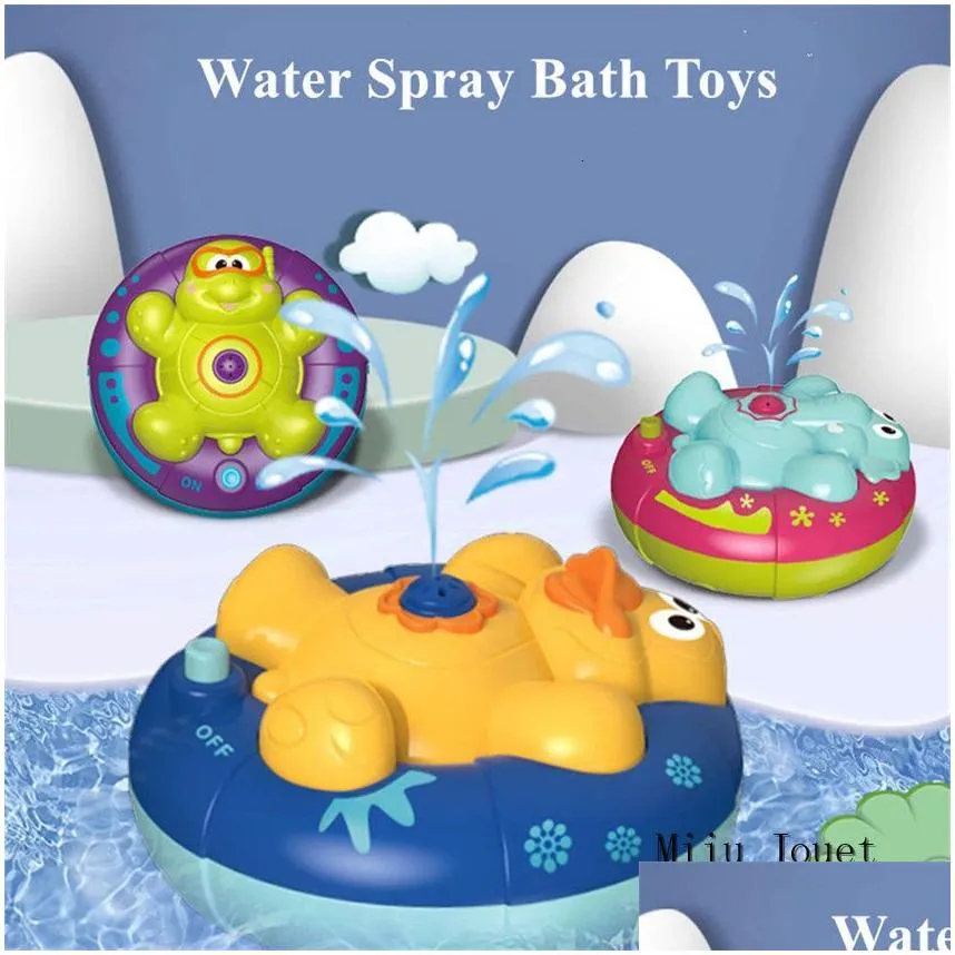 Bath Toys Spray Water Baby Pump Electronic Float Rotate with Fountain Floating tub Shower room 230311