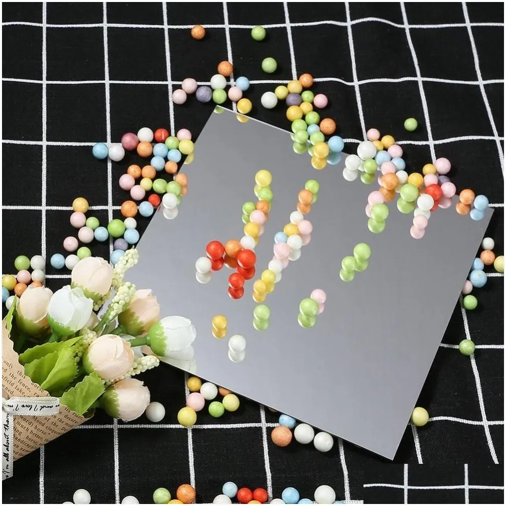 4pcs Decorative Self Adhesive 3D Tile Wall Mosaic Mirror Effect Room Square DIY Home Decor Stickers 30x30cm Y200103