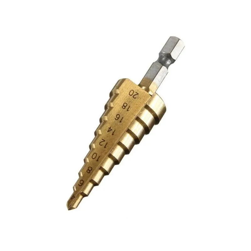 Drill Bits 3Pcs/Set Hss Titanium Coated Step Drill Bit For Metal 3-12Mm 4-12Mm 4-20Mm High Speed Steel Wood Drilling Drop Delivery Hom Dhqxb