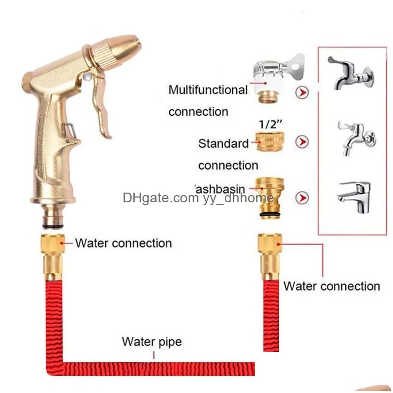 hoses high pressure magic water pipes garden hose expandable double metal connector pvc reel for farm irrigation car wash 220930