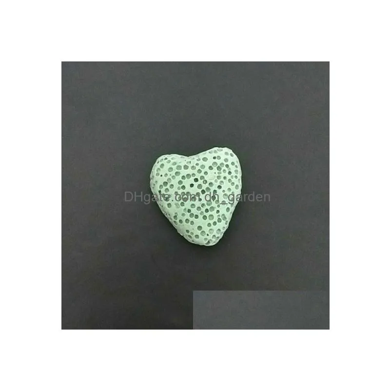 Charms Mti-Colored 20Mm Heart Shape Natural Lava Rock Stone Beads Diy  Oil Diffuser Pendants Jewelry Necklace Earri Dhgarden Dh80B