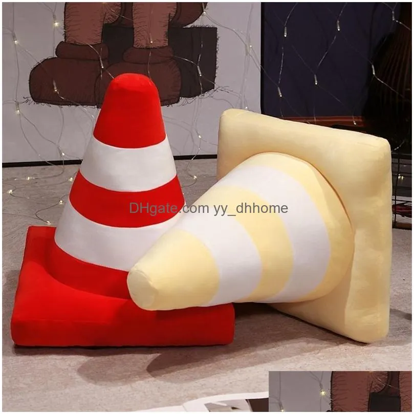cushion decorative pillow simulation traffic cone plush creative stuffed toy construction cone sign cushion doll kids boys road game gift
