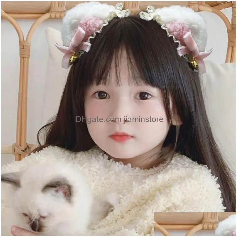 Other Fashion Accessories Hair Accessories Sweet Adorable Kids Gifts Plush Small Bell Headdress Headwear Accessory Girl Clip Korean St Dhniv