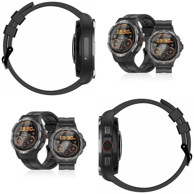 3G 4G Sim Smartwatch Android 9 Heartrate Blood Oxygen IP67 Rugged Fingerprint Smart Watches Wifi Bluetooth 128Gb Hd Rotate Cameras Video Call BEIDOU GPS GLONASS