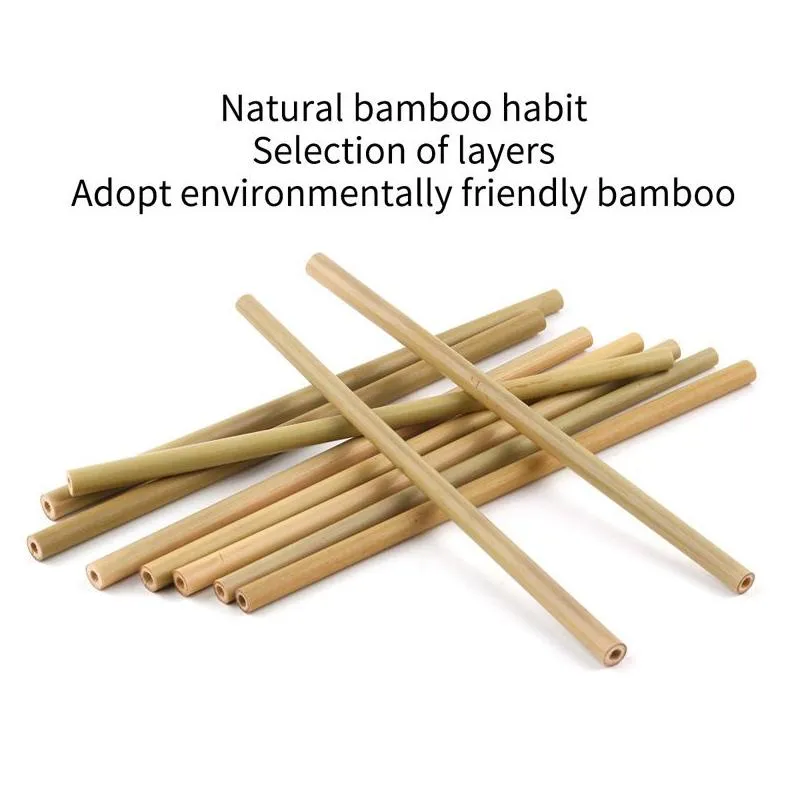 Drinking Straws Bamboo Sts Drinking St Reusable Eco Friendly Handcrafted Natural And Cleaning Brush 200Pcs Drop Delivery Home Garden K Dhu5P